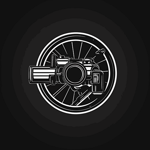 a camera lens fussed with a gun sight , logo style , game logo. modern, vector.
