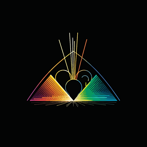 retro iconic logo of a mouse cursor resembling a prism, white vector, on black background