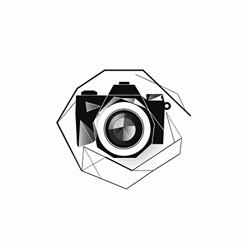 logo ultra minimalist clean design camera. Polygon. On white background. Circle. Vector.