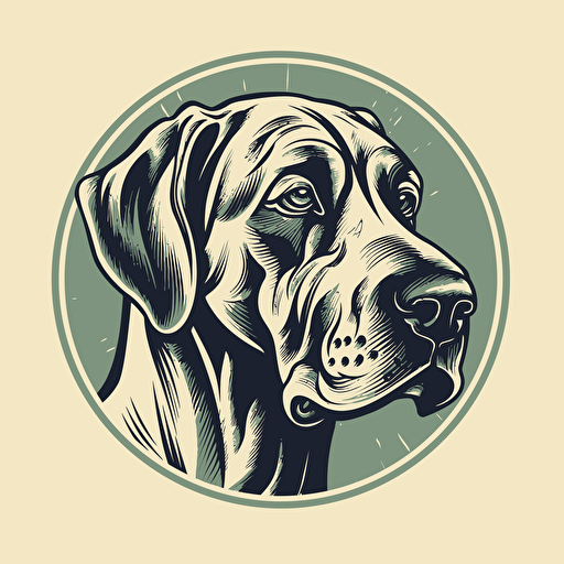 A vector logo of a Great Dane for a dog grooming business, simple, memorable, rugged, Tough, Outdoorsy, Unconventional, Adventurous, light green, brown