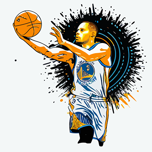 golden state warriors logo with Steph curry shooting 3 pointer, illustration art, vector image