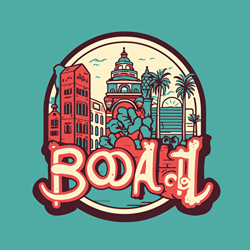 a vector logo of a language school in Barcelona, with the see and the letter BCN , the name is Hola