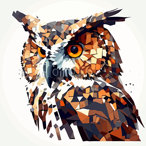 a vector image of an owl. Logo design. Made of jigsaw pieces