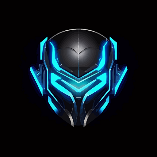 minimalist logo design, vector, 80s theme, tactical, neon blue, robotic helmet, soundwave on visor, letter Y, daft punk,