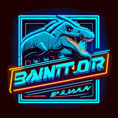 Electric Dinosaur Simple Vector Logo Retro 80s Style Box Art