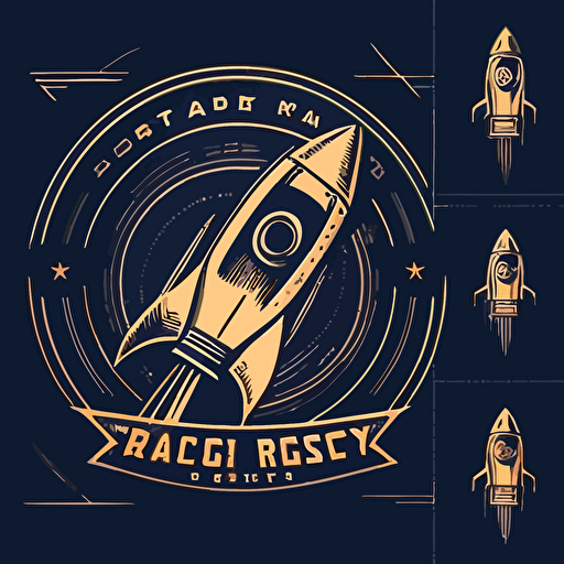rocket logo, simple vector logo, blueprint look, cad design