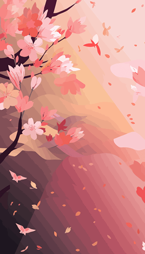 sakura blossom petals wallpaper, abstract, japanese, peaceful, flat vector