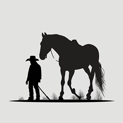 minimalistic vector silhouette of walking pony with cowboy hat, cute, retro, iconic.