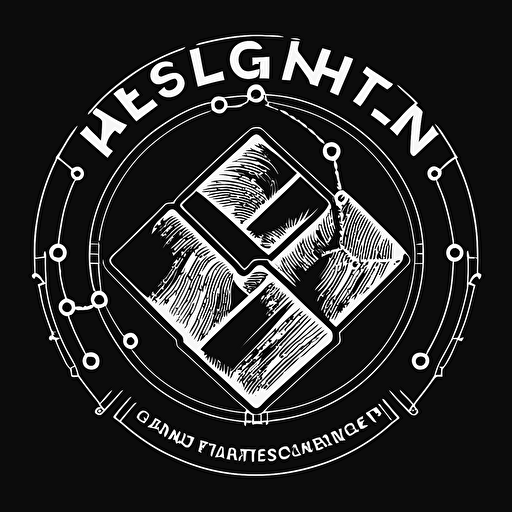 Clean, modern, logo for a blockchain verification service. vector, black and white