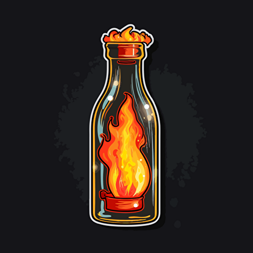 vector sticker a bottle with a flame