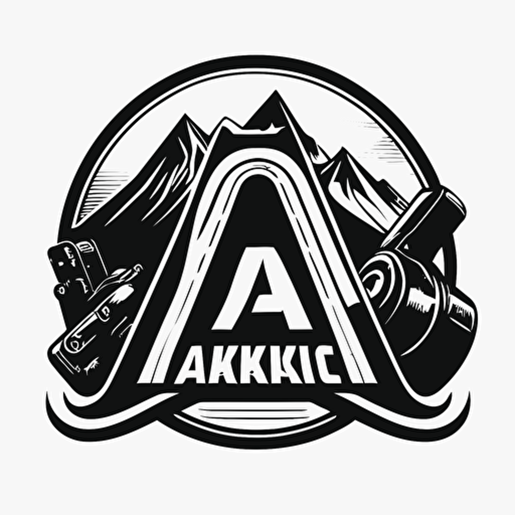 Retro, pictoral iconic logo of 'AK' black vector on white background.