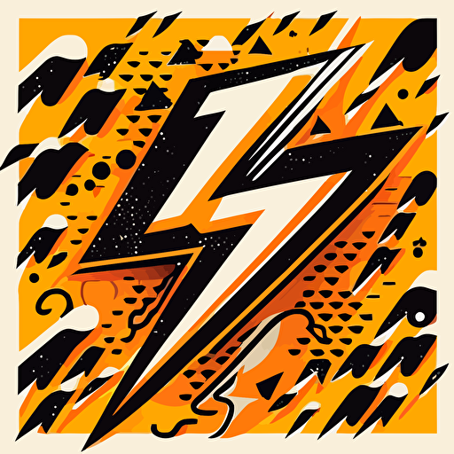 a flat, vector pattern, lightning bolt, around the idea of unleashing you, in black and orange