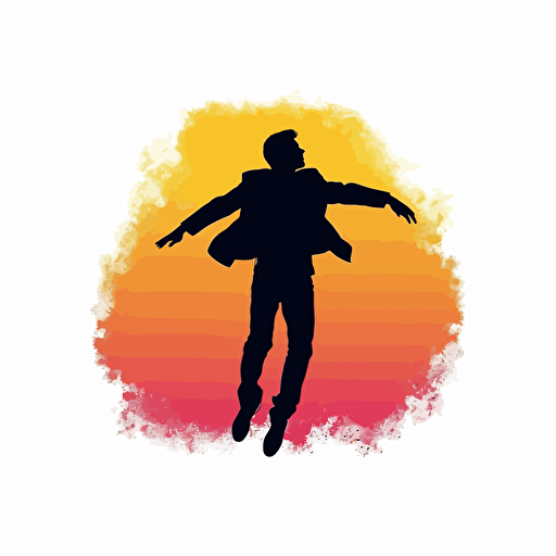 vector illustration, minimalist illustrator, silhouette of a person Enthusiastic and attractive young mans