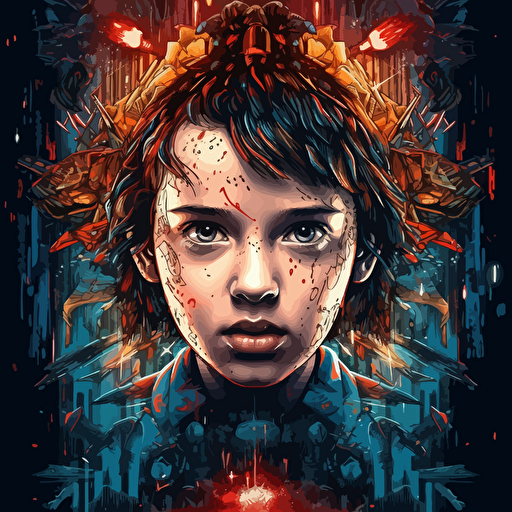 stranger things inspired art, illustration, detailed, vector, the upside down in stranger things Tv show