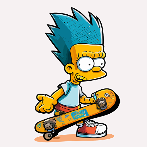 Bart simpson with his skateboard cartoon vector illustration
