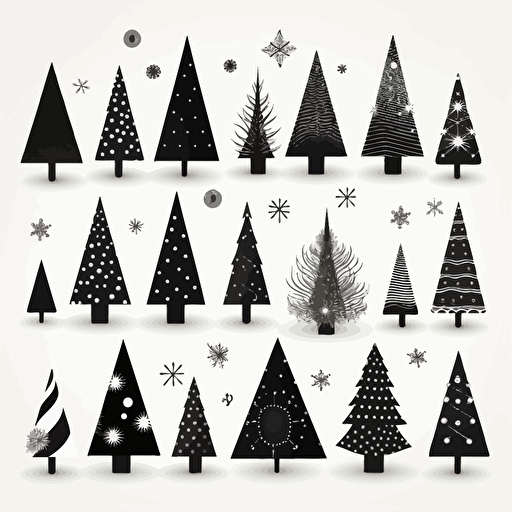 christmas trees vector black white