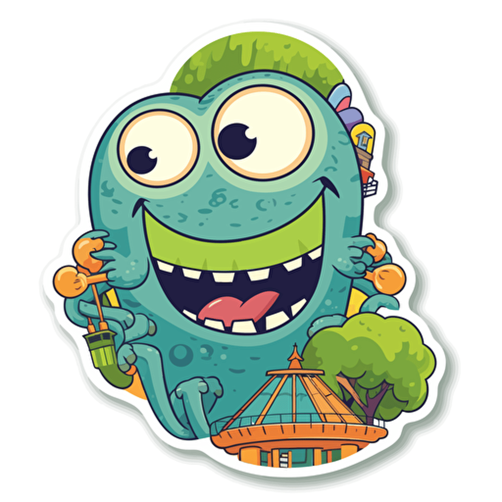 sticker design, super cute pixar six flags, vector