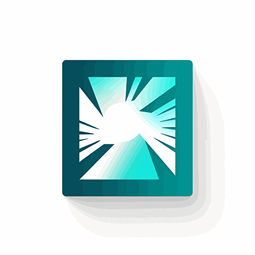 vector square logo, sun, sea, minimalistic, turquoise colors
