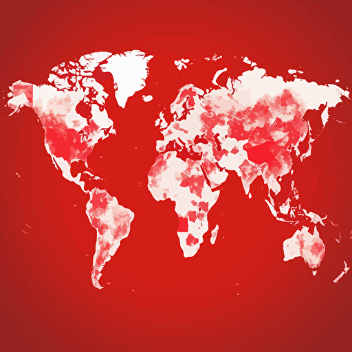 world map, China in red, vector image, no background