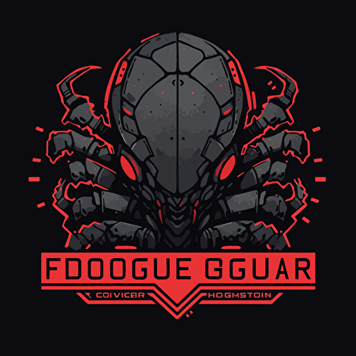 FaceHugger labs logo, video game company, sharp, vector, red and gray and black, futuristic