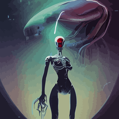 highly detailed 3d portrait attractive female cyborg standing holding strange xenomorphic weapon seductive pose ready battle alien spaceship high background flowing beautiful hair anatomy portrait fullbody symmetrical science fiction theme lightning aurora lighting clouds stars clean minimal design beksinski carl spitzweg hr giger tuomas korpi bouguereau zdzislaw beksinski good clear quality lighting biology symmetrical artwork perfect face 135 mm cinematic hyper realism high detail octane render 8k crimson accents