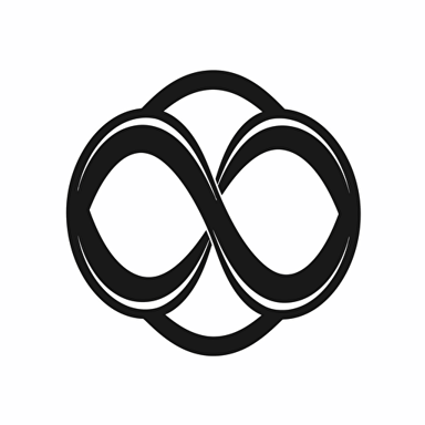 a thick black infinity symbol with a distorted filter on a white background, black and white, lineart, vectors,