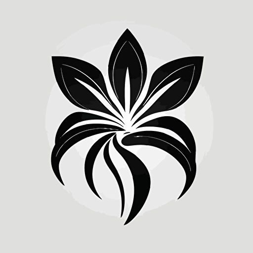 Flower, simple, symbol, corporate exorcist retro futuristic iconic logo, simple and cute logo, black vector, white background, leading to increase the value of each person.