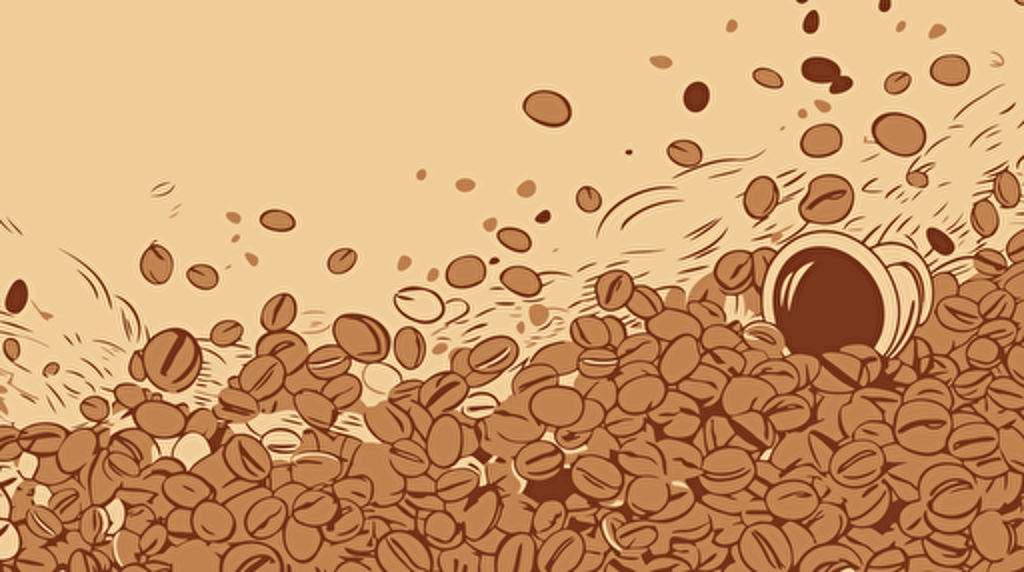 light tan background image, coffee company, vector art style, focused illustration in the upper right of image,