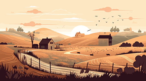 modern farming in a beautiful sustainable landscape. minimal vector design.