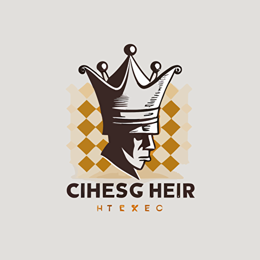 minimal vector logo, chess king piece, wears chef hat, white background