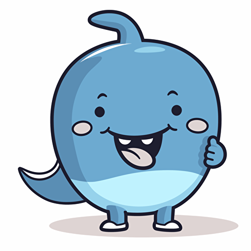 kawaii vector clipart of a smiling blue whale with its thumbs up