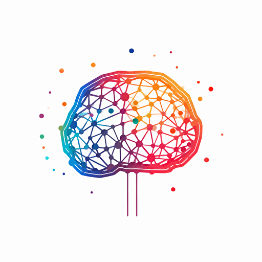 logo of a brain, generated with ai, white background, neurons, technology colors, branding, minimalist, vector,
