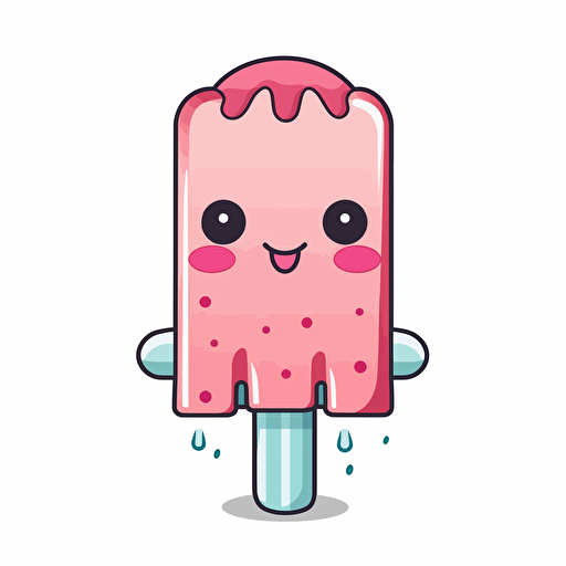 kawaii popsicle, detailed, cartoon style, 2d clipart vector, creative and imaginative, hd, white background