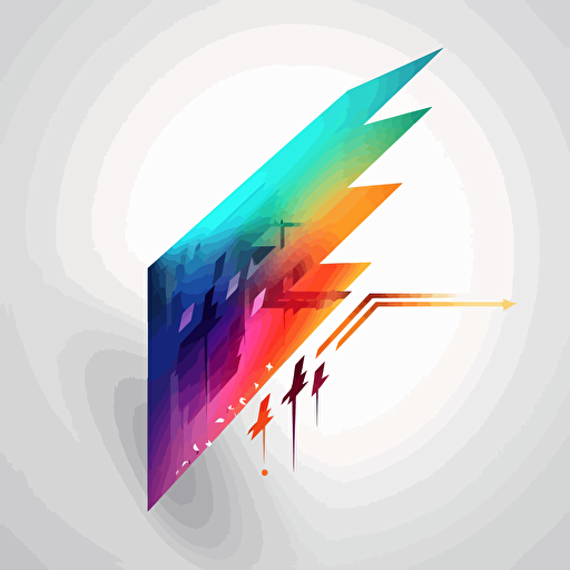 vectorized colorful gradient, technological futuristic upward swoshing arrow, white background