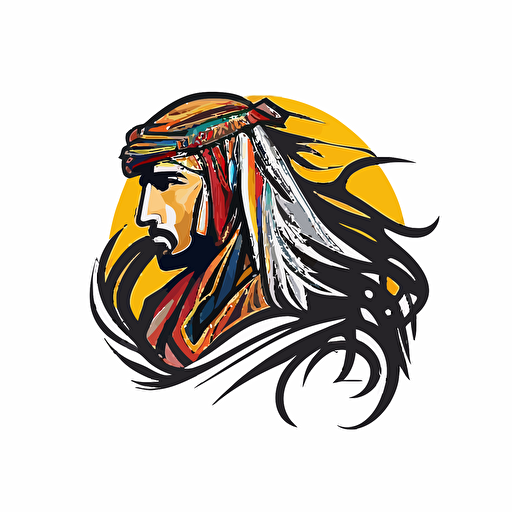 a mascot logo of a Arabic Bedouin, emblem, simple, vector