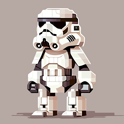 A tiled female stormtrooper, goofy looking, smiling, cartoon, flat light, white background, vector art , pixar style