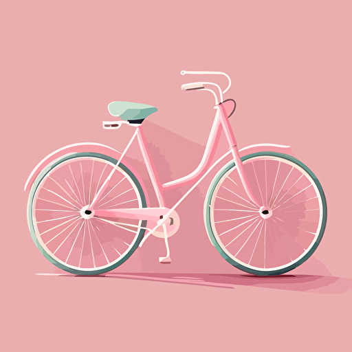 simple bicycle, flat design, pink background, simple, vector , 2d, smooth, cute, face