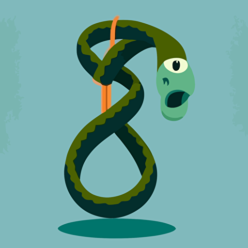 boa in the shape of a noose in a vector art cartoon style, flat color, solid color background