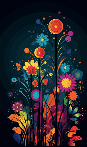 fantasy flowers abstract and colorful, vector.