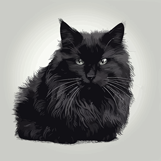 a balck cat, detailed vector illustration