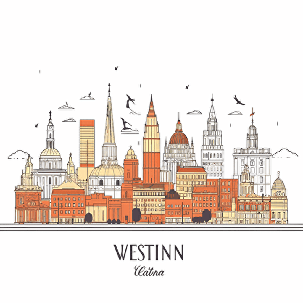 vector simple line cityscape of Vienna skyline with modern buildings isolated on white background vector illustration. Vienna cityscape with landmarks. V5.1
