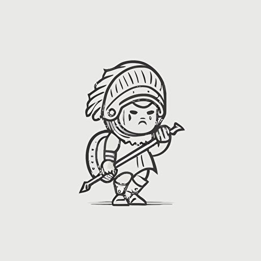 line drawing logo, design agency, little warrior, minimalistic, white background, Vector