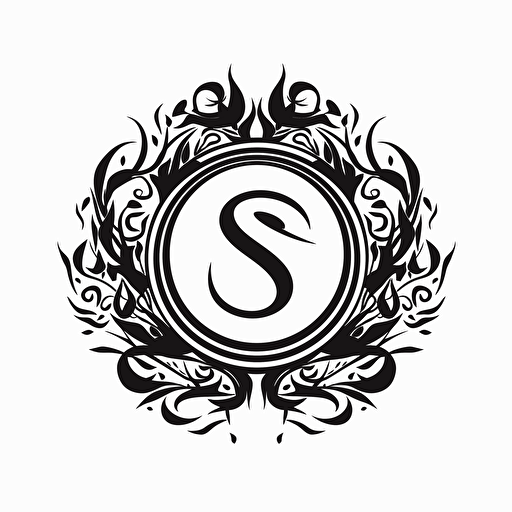 an abstract vector logo of the letter "S" with an ancient greek style, Black on a white background