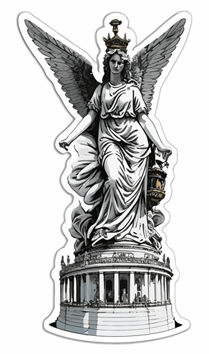 Victoria Memorial from london, vector sticker style, white background, epic,