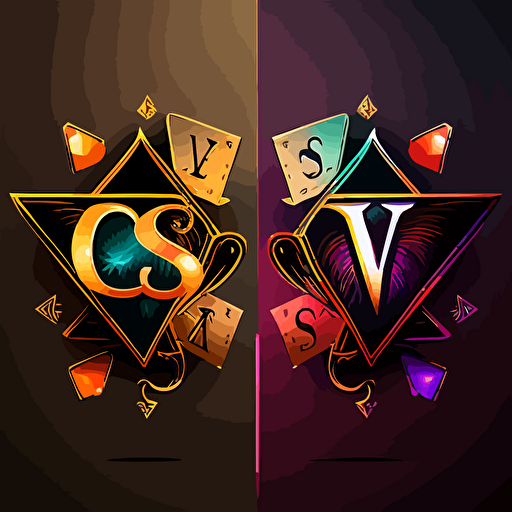 vector logo of cards with VS letters