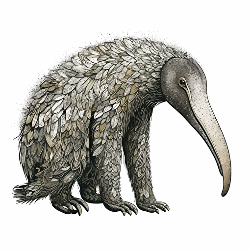 Anteater, vector, digital art, white background, ultra detailed, movement