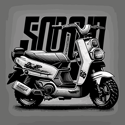Honda NPS 50 Zoomer scooter, black and white logo, vector