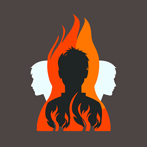 Create a simple vector-style profile picture for a Steam profile, featuring three stylized flames stacked inside one another. The base flame should be black, the middle flame should be grey, and the smallest flame should be white. The overall design should be minimalist and monochromatic, ideal for a clean and modern profile picture