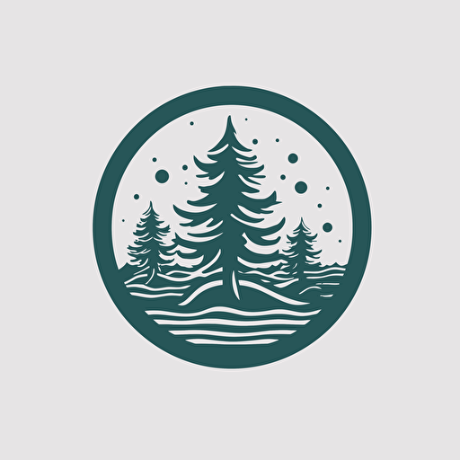 vector sport logo,pine trees,water,minimalist,simple,emblem,sticer,mascot
