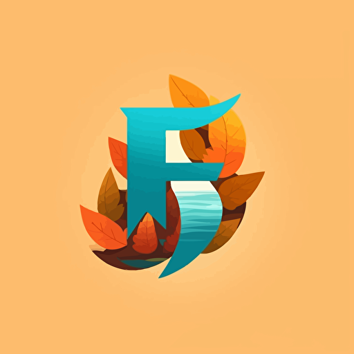 simple logo design of letter “F”, flat 2d, vector, company logo, low poly, nature